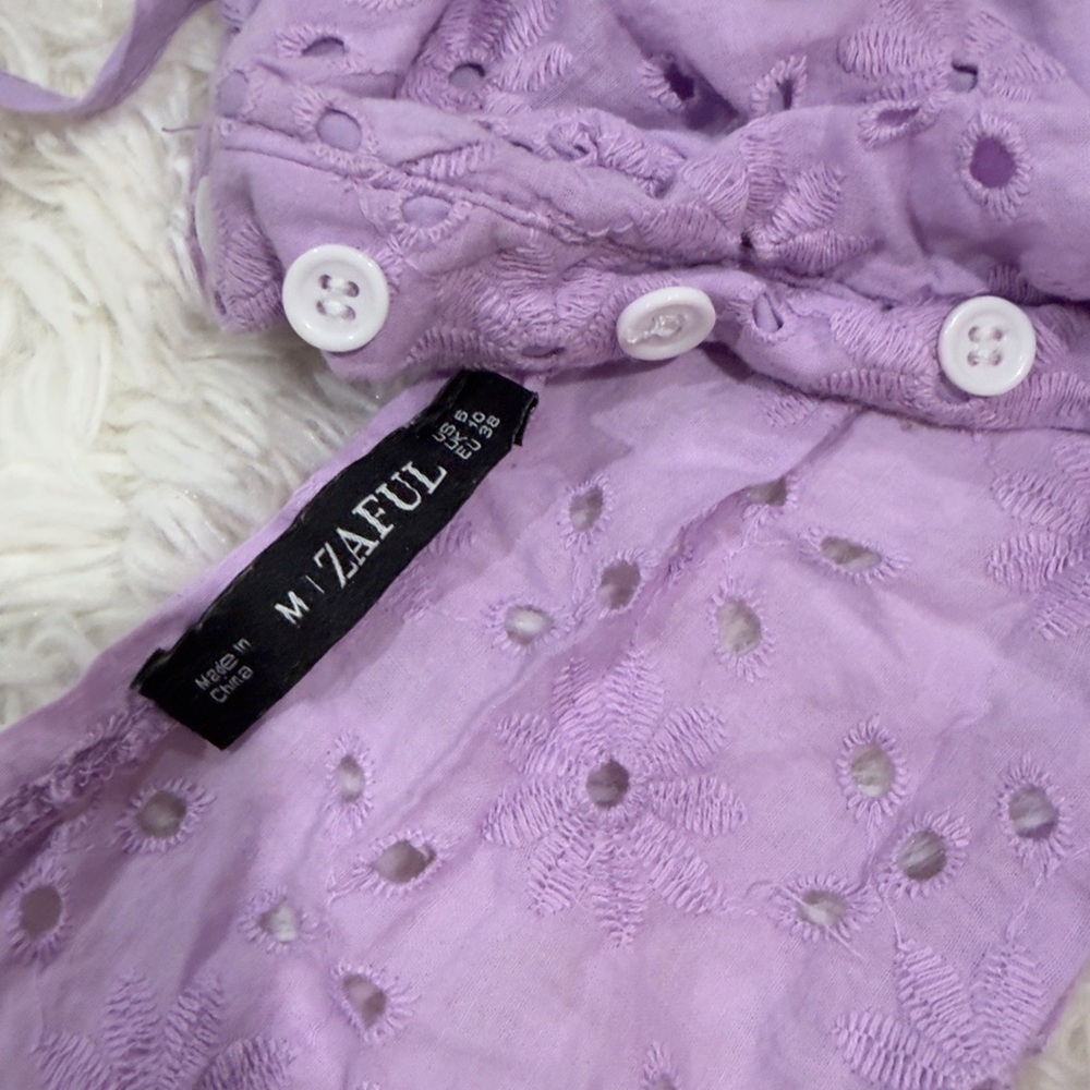 BUNDLE White Floral Ruffle Top with Orange & Blue Flowers / Lavender eyelet top - Picture 5 of 6